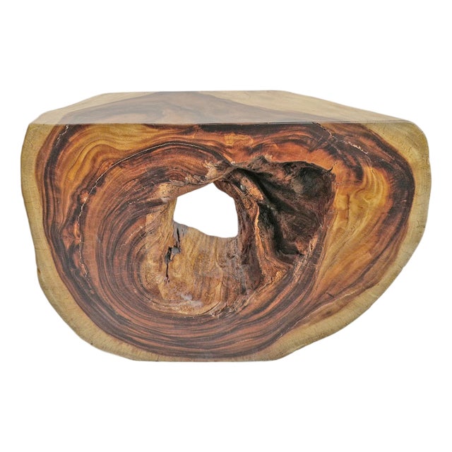 Monkey Pod Wood Organic Modern Side Table For Sale