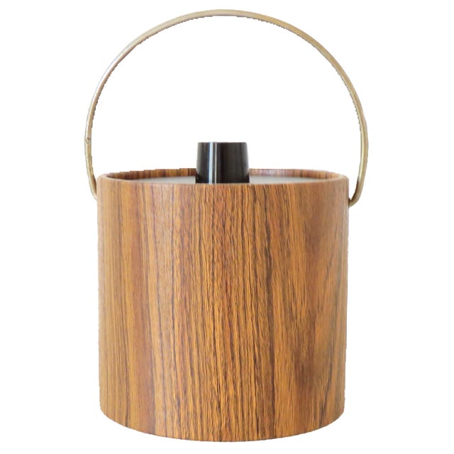 Mid-Century Modern 1970s Faux Woodgrain Ice Bucket For Sale - Image 3 of 4