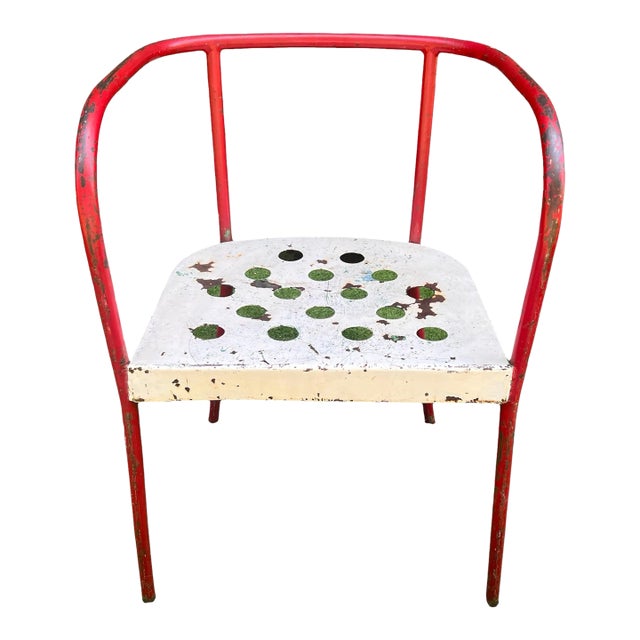 Early 20th Century French Industrial Tubular Metal Armchair Chair Attributed to Rene Malaval For Sale