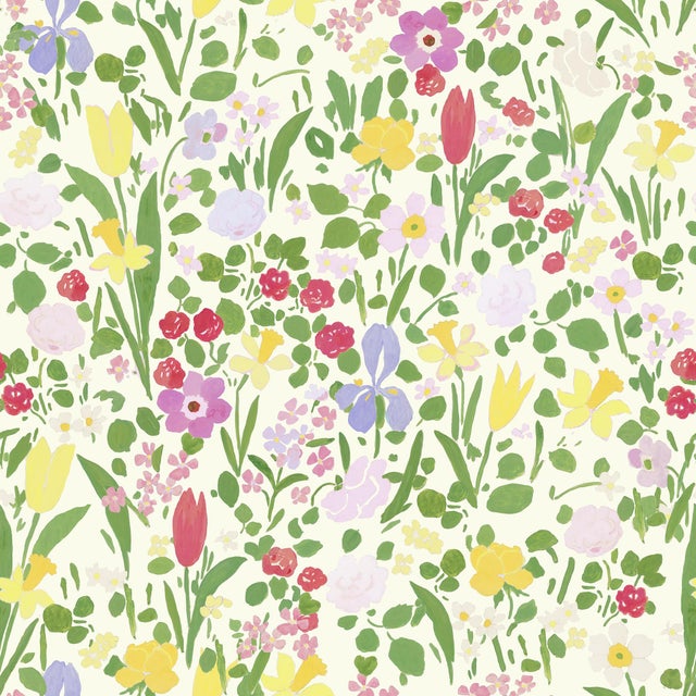 Sample - Daffodils Wallpaper by Paule Marrot in Cream For Sale