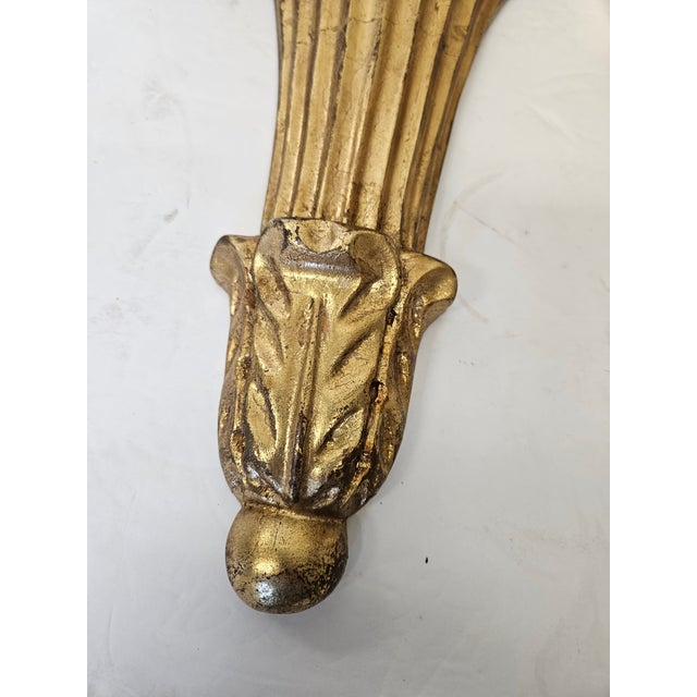Neoclassical Classic Fluted Gilt Wood Bracket With Half Moon Tops - A Pair For Sale - Image 3 of 5