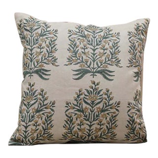 Fabdivine Handmade Floral Cushion Cover 18x18 Pure Linen- Vrindavan For Sale