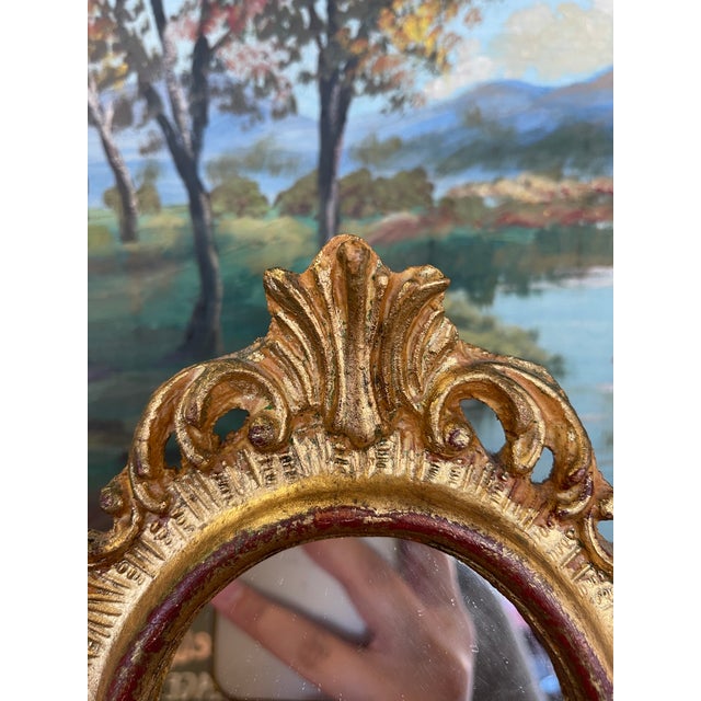 1970s Vintage Italian Florentia Possibly Giltwood Rococo Style Wall Mirror, Hand Made in Italy For Sale - Image 5 of 11