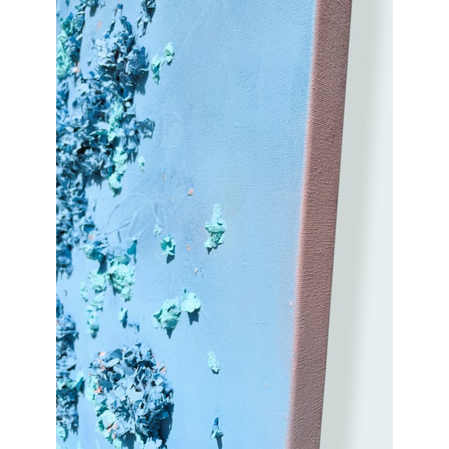 Tiffany Blue Oversized Dimensional Textured Wall Art in Hydrangea-Inspired Tiffany Blue For Sale - Image 8 of 8