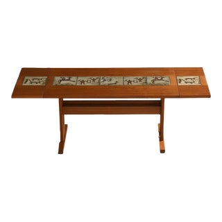 Danish Extension Dining Table in Teak With Ceramic Tiles, Circa 1970 For Sale