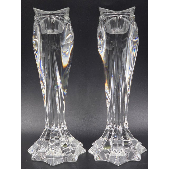 Lenox Late 20th Century Lenox Artic Bloom Crystal Candlestick Holders- A Pair For Sale - Image 4 of 18