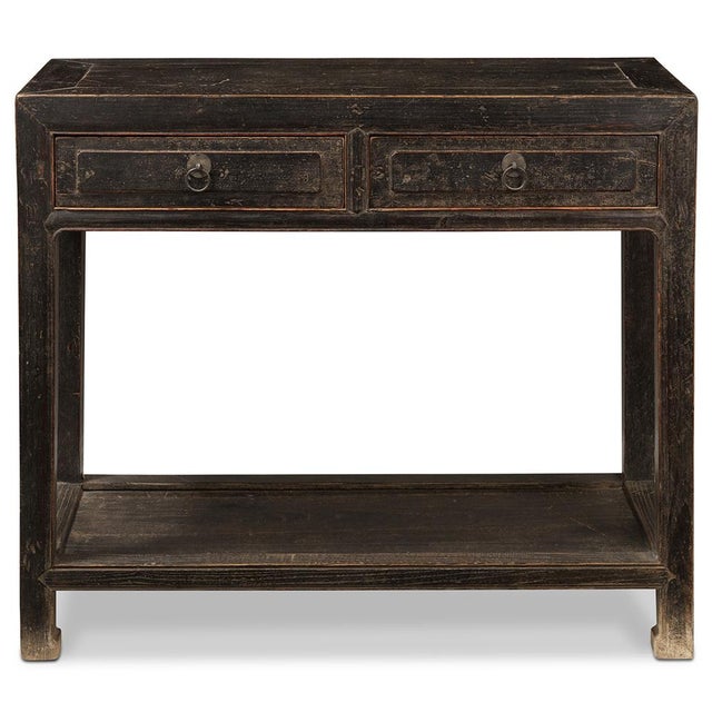 This table from 1920s Shanxi, China is perfect for a hallway with two drawers and a lower shelf for storage and display....