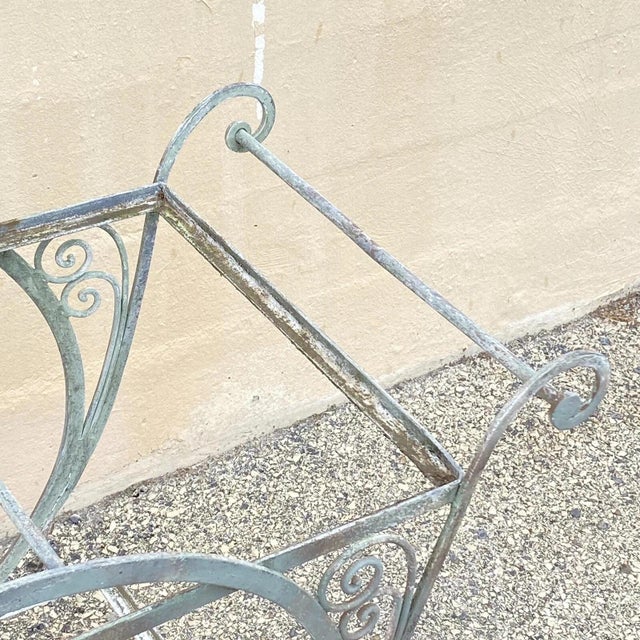 Mid 20th Century Antique Salterini Mt Vernon Wrought Iron Art Nouveau Patio Serving Bar Tea Cart For Sale - Image 5 of 12