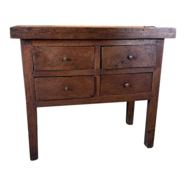 19th-Century European Provincial 4-Drawer Rustic Work Table For Sale