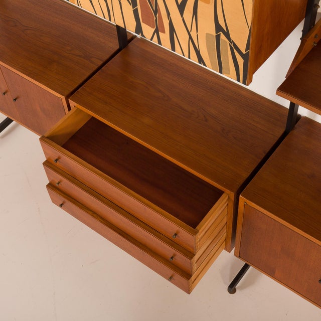 Italian Free Standing Wall Unit in Teak, 1950s For Sale - Image 9 of 18