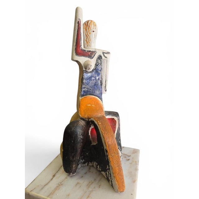 Exceptional abstract female figure sculpture by the Italian artist Alfredo Lanz, created in painted ceramic during the...