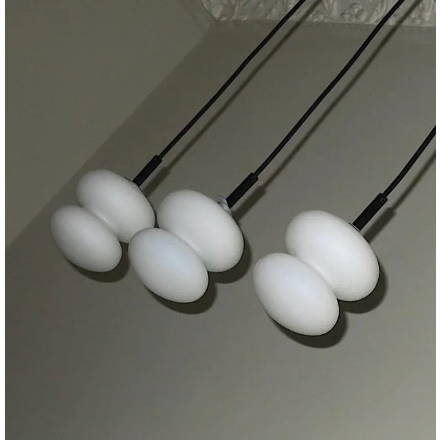 Mid-Century Organic Shaped Opal Glass Pendant Lights, Set of 3 For Sale - Image 6 of 10