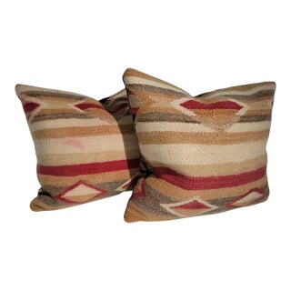 Hand Woven Pair of Wool Pillows For Sale