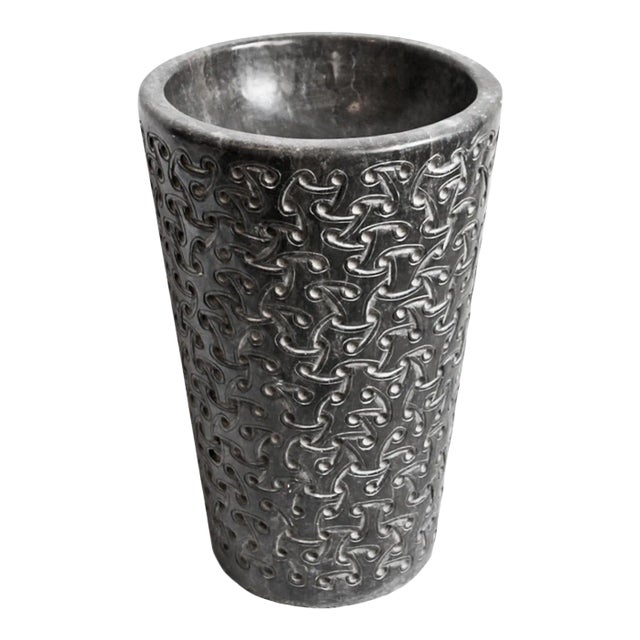 Vintage Black Marble Carved Pedestal Sink For Sale