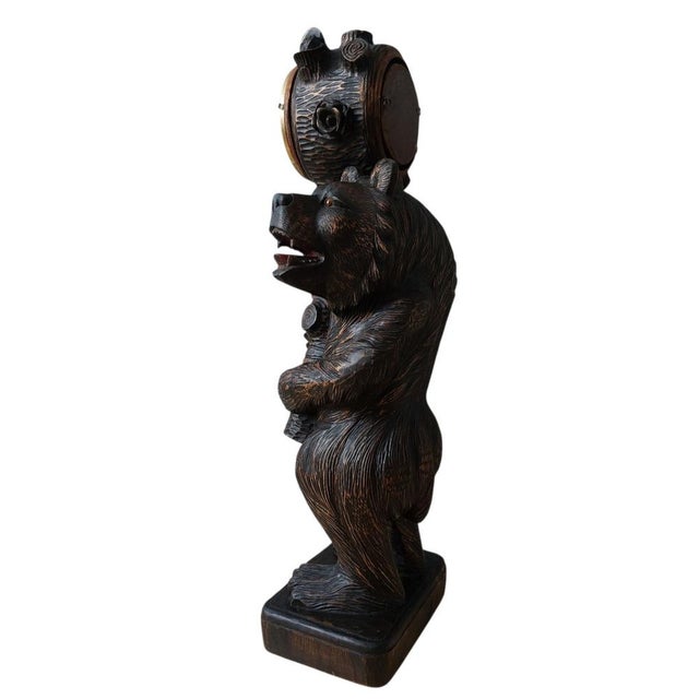 Large Black Forest Bear Clock, 1955 For Sale - Image 12 of 15