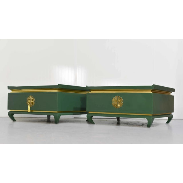 hese newly painted Vintage Chin Hua Ming Tables in Green and Gold are truly stunning. Each side table or nightstand has...