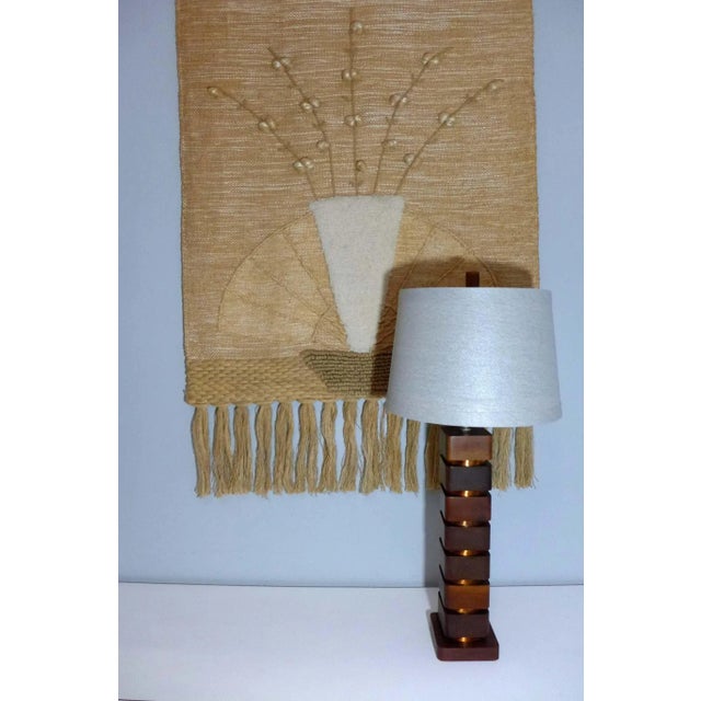Mid-Century Modern 1950s Russel Wright Style Mid-Century Modern Stacked Maple and Spun Copper Lamp For Sale - Image 3 of 10