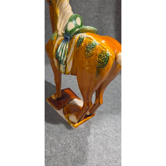 Chinese Tang Sancai Style Ceramic War Horse Statue With Drip Glaze For Sale In Washington DC - Image 6 of 16