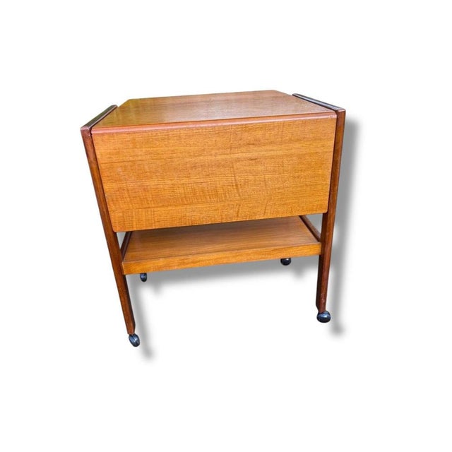 Vintage Teak Drop-Leaf Drinks Trolley on Castors For Sale - Image 5 of 12