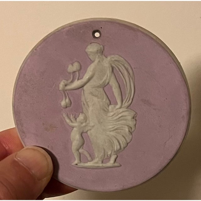 Wedgwood Antique 18th Century Wedgwood Lilac Jasperware Medallion Plaque - "Night Shedding Poppies" For Sale - Image 4 of 6