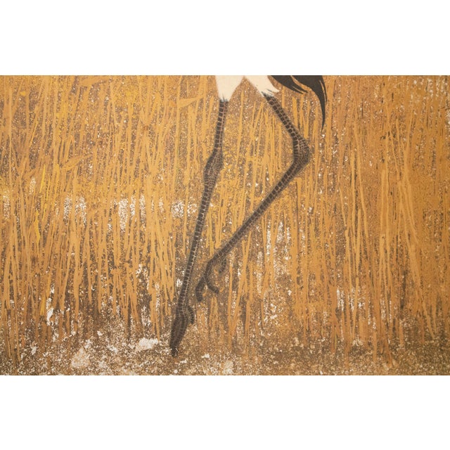 After "Dancing Cranes" by Atsushi Fujii, Late Showa Japanese Byobu Screen For Sale - Image 9 of 17