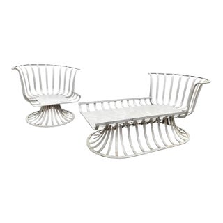 Mid 20th Century Woodard Patio Chaise and Lounge Chair, Attributed to Herbert Saiger - Set of 2 For Sale