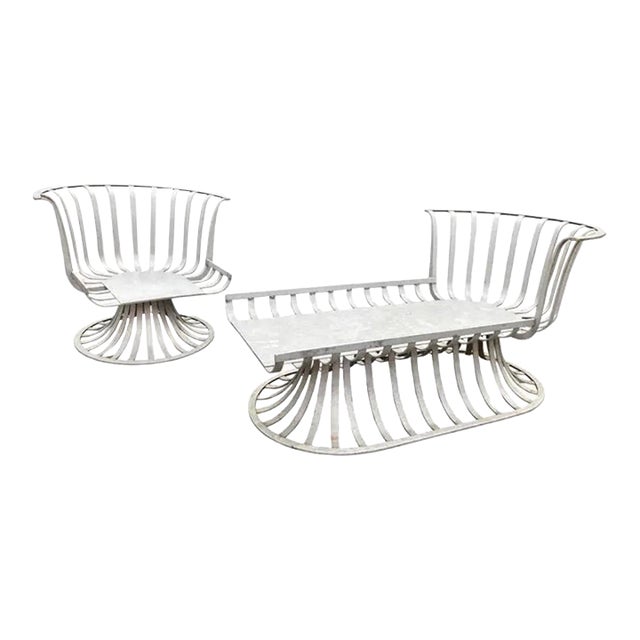 Mid 20th Century Woodard Patio Chaise and Lounge Chair, Attributed to Herbert Saiger - Set of 2 For Sale
