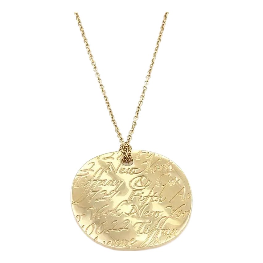 Tiffany & Co. Notes 18k Yellow Gold Round Wave Pendant | Chairish
