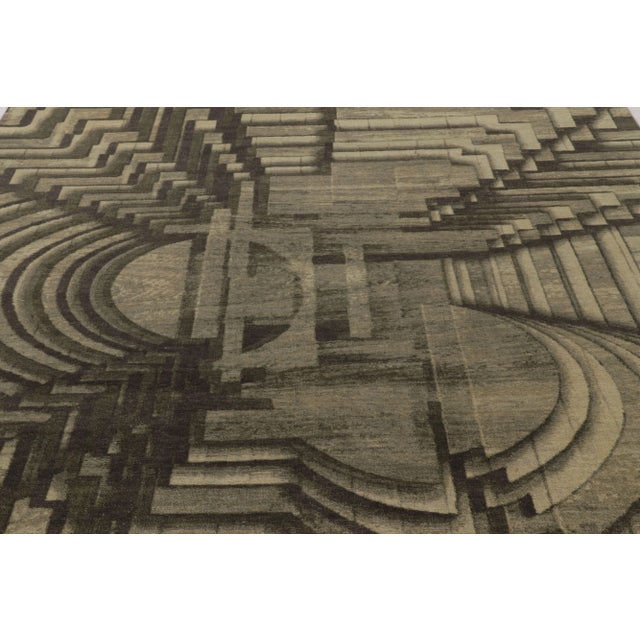 2010s Rug & Kilim's Modern Optical Illusion Rug in Charcoal and Taupe For Sale - Image 5 of 8