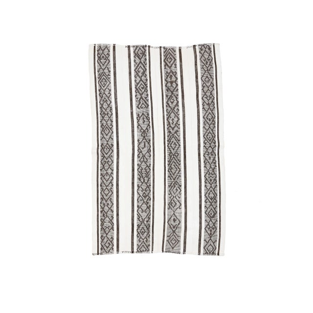 Vintage Turkish Oushak Handmade Wool Cotton White Kilim Area Rug For Sale - Image 11 of 11