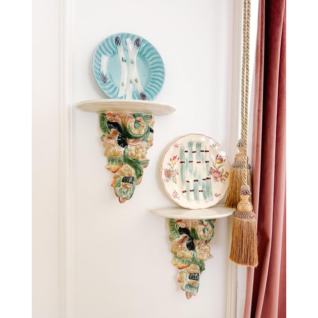 Pair of Large Vintage Ceramic Cornucopia Wall Shelves For Sale In San Diego - Image 6 of 6