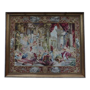 Vintage Framed Aubusson Wall Tapestry