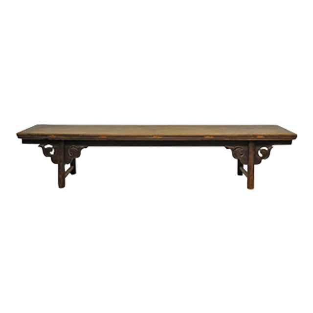 Low 111" Inch Long Antique Chinese Bench Console Table For Sale