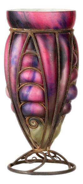 Art Deco Glass Vase by Charles Schneider for Le Verre Français, 1920s