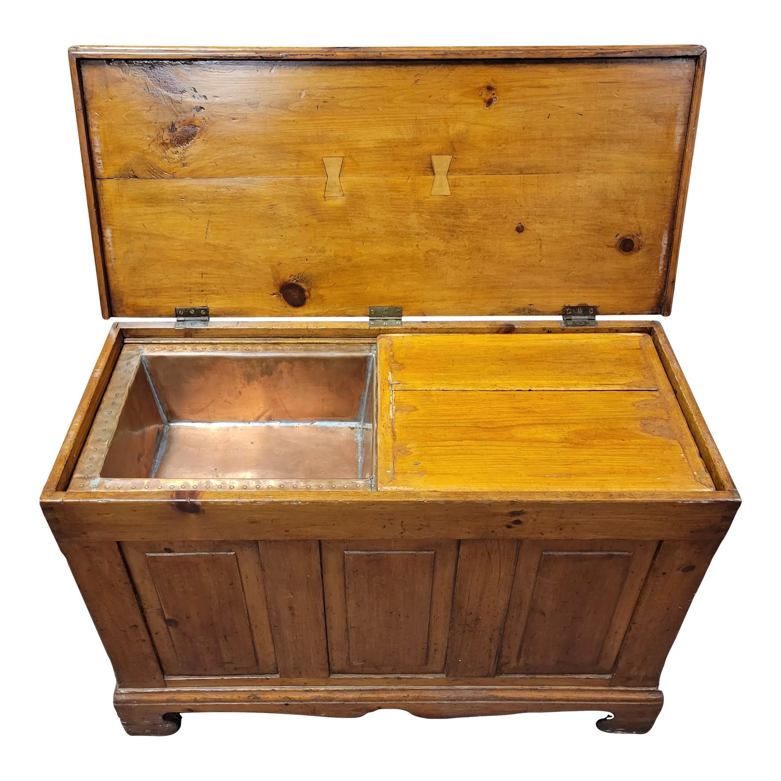 Antique Dough and Flour Box / Chest With Copper Lined Dough Rising Tray