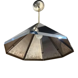 1960s Modernist Chrome Pendant Dome Ceiling Lamp