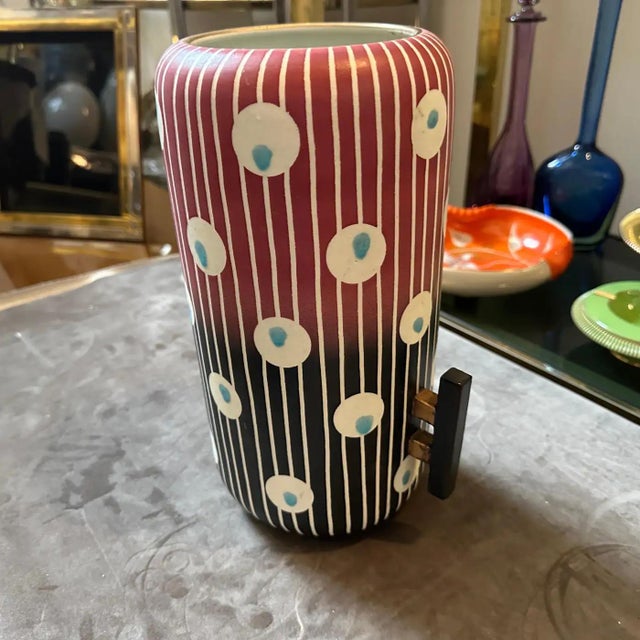1960s Mid-Century Modern Hand-Painted Ceramic Italian Vase by Bellaria For Sale - Image 11 of 11