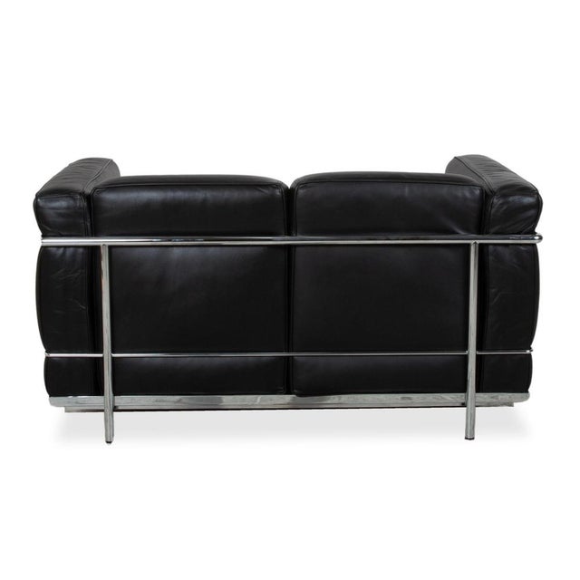 LC 2 Two-Seater Sofa in Black Leather by Le Corbusier for Cassina For Sale - Image 10 of 12