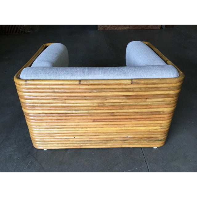 Tan 1970s Restored Full Stacked Rattan Lowboy Lounge Chair For Sale - Image 8 of 8