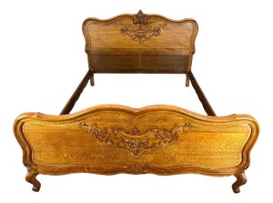 Vintage French Bed Frame in Oak