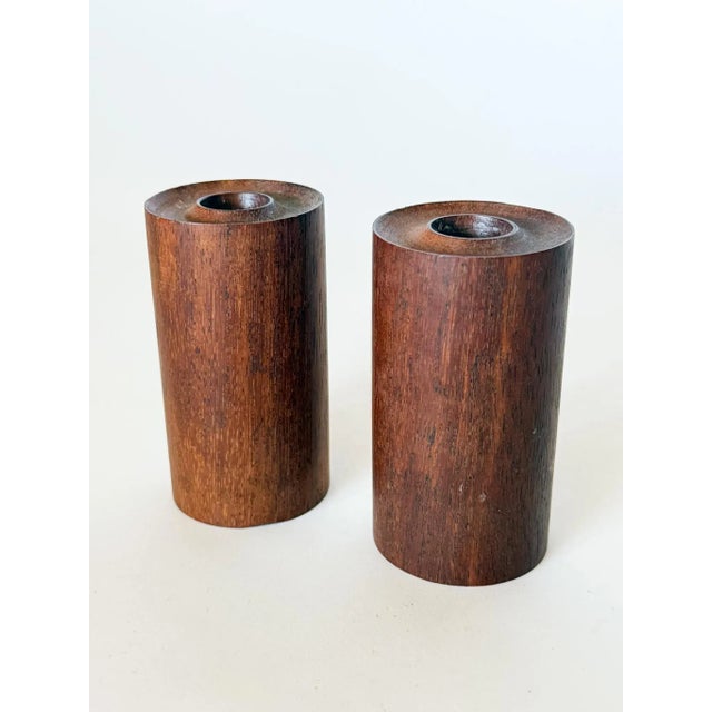 Fantastic simple and modern Danish style wood cylinder taper candle holders. These are Danish in style, and made in Japan....