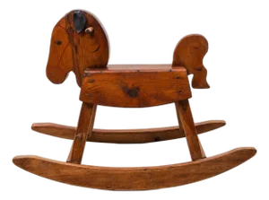 1970s Dawn ’Til Dusk Toys Vermont Handcrafted Folk Art Wooden Rocking Horse