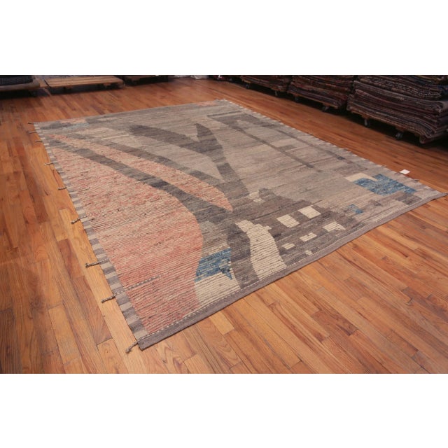 Trendy Contemporary Handmade Wool Modern Abstract Area Rug, Country of origin: Central Asia, Circa date: Modern Rugs