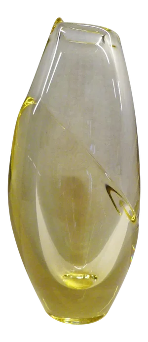 Czech Citrine Yellow Blown Bohemian Glass Vase by Zelesnobrodské Sklo
