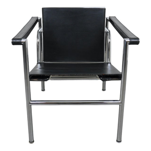 Tubular Steel LC 1 Chair by Le Corbusier, Pierre Jeanneret & Charlotte Perriand for Cassina, Italy, 1980s For Sale
