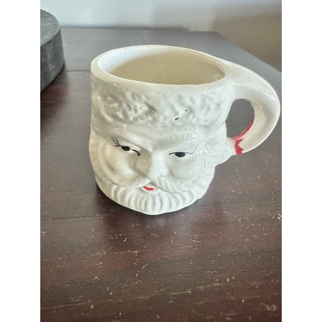 White Vintage Napcoware Mini Santa Mugs- Set of 6 For Sale - Image 8 of 9