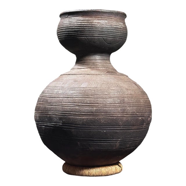 Antique African Nupe Gourd Form Clay Vessel/Tribal Art/Folk Art For Sale