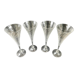 Orrefors Helena Crystal Champagne Flutes Glasses Optic Swirl, Set of 4