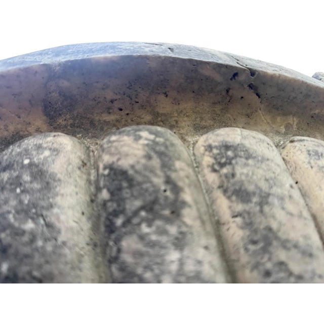 Cream Carved Limestone Fluted Sink or Fountain Basin With Aged Patina For Sale - Image 8 of 12