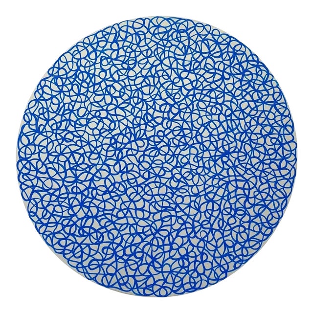 Circle Swirls With Blue Acrylic Painting For Sale